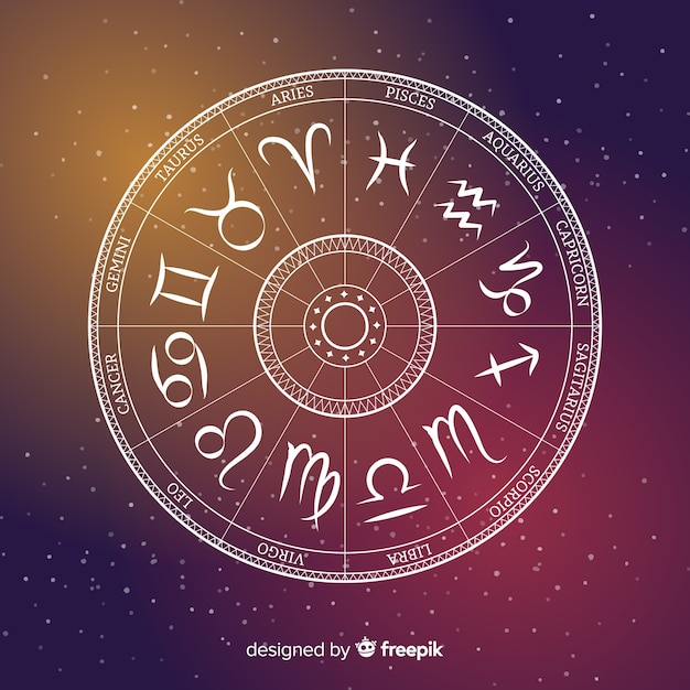 Zodiac wheel on a space background | Free Vector