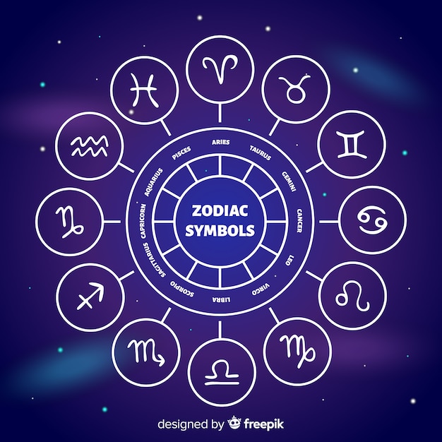 Premium Vector | Zodiac wheel on a space background