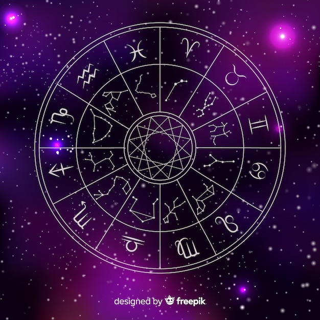 Premium Vector | Zodiac wheel on a space background
