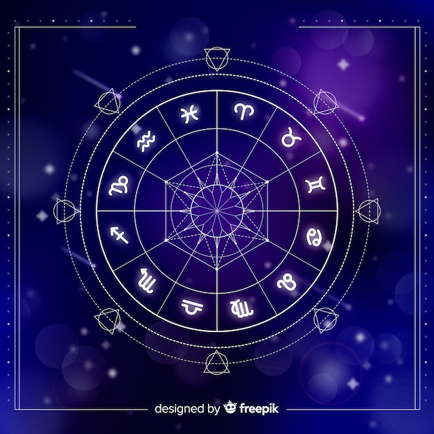 Zodiac wheel on a space background Vector | Free Download