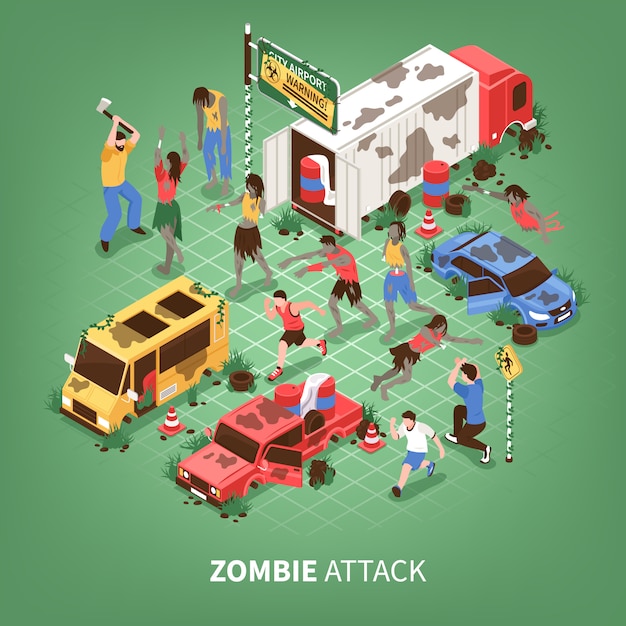 Free Vector | Zombie apocalypse isometric