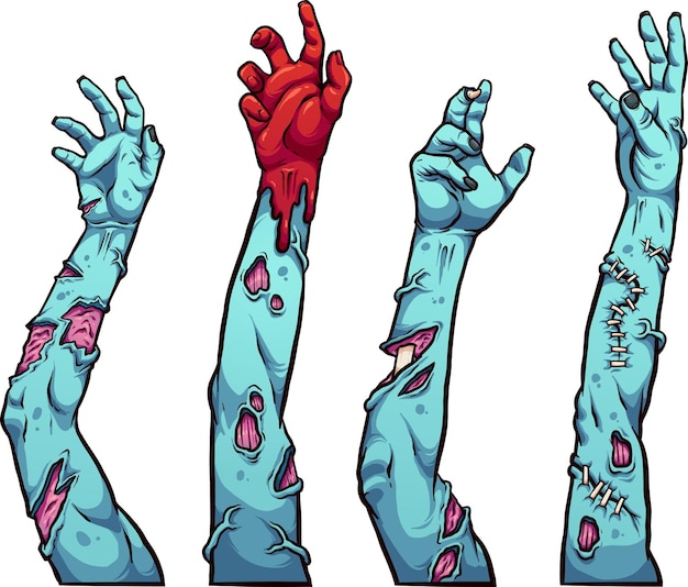 Premium Vector Zombie Arms In Different Poses Reaching Up