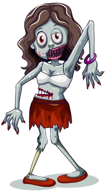 Zombie character on white background | Premium Vector