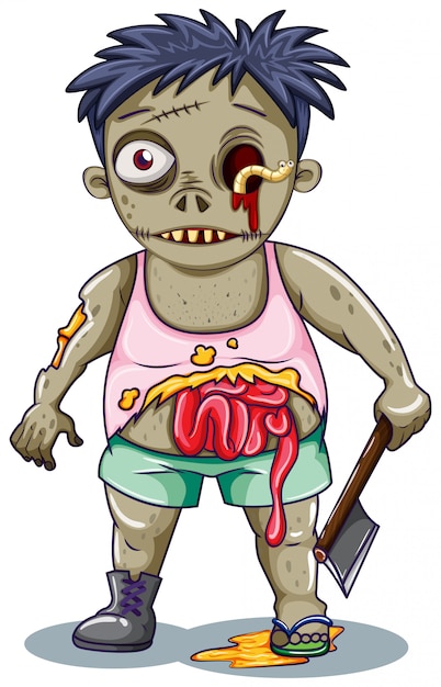 Zombie character on white background Vector | Free Download