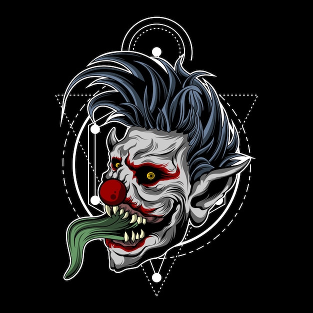 Zombie clown with sacred geometry Premium Vector