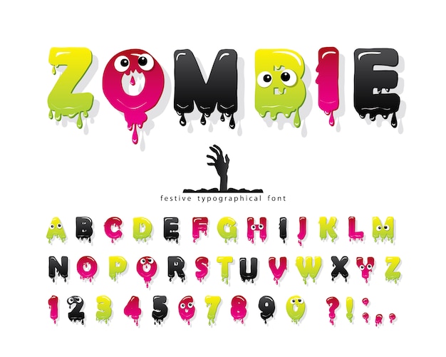 Download Premium Vector | Zombie halloween font. jelly slim ...