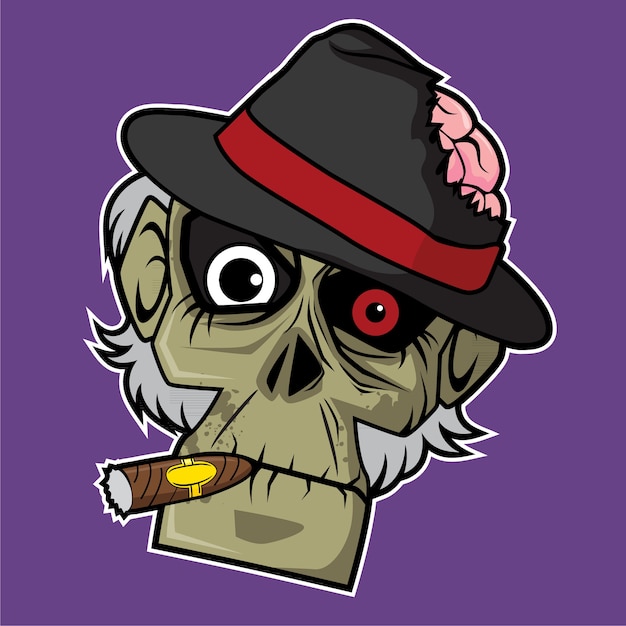 Zombie head - mafia boss | Premium Vector