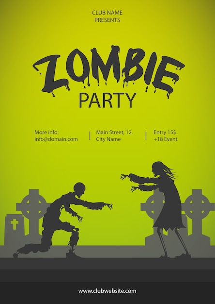 Zombie party flyer | Free Vector