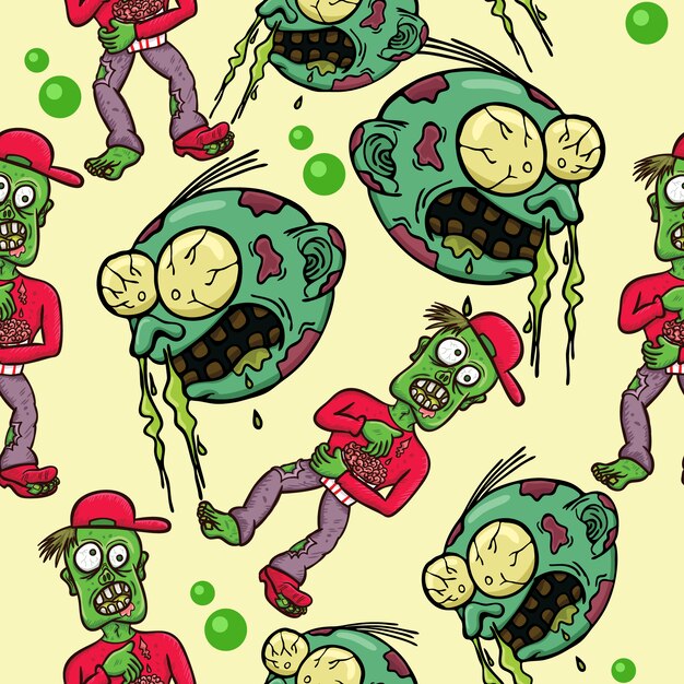 Zombie Pattern Design for Halloween Celebration Vector Premium Download