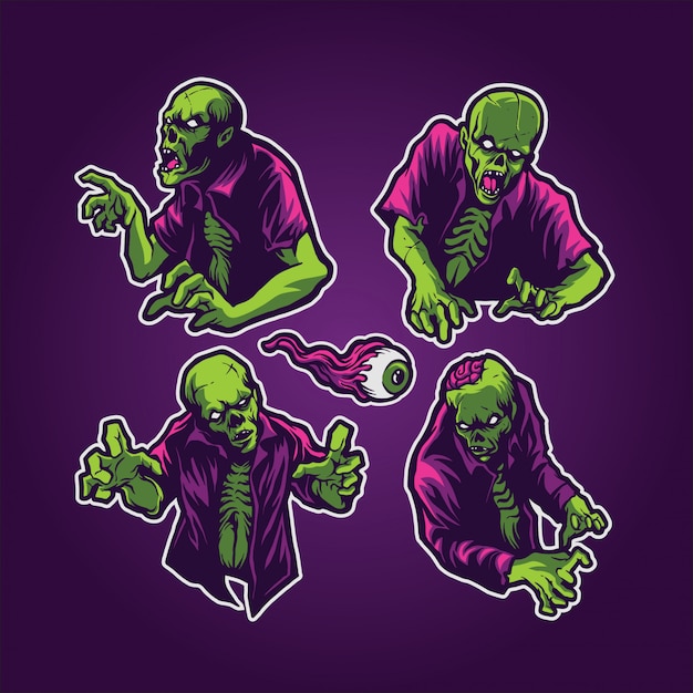 Premium Vector | Zombie set