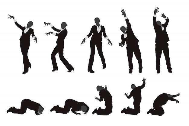 Download Zombie silhouette set | Premium Vector