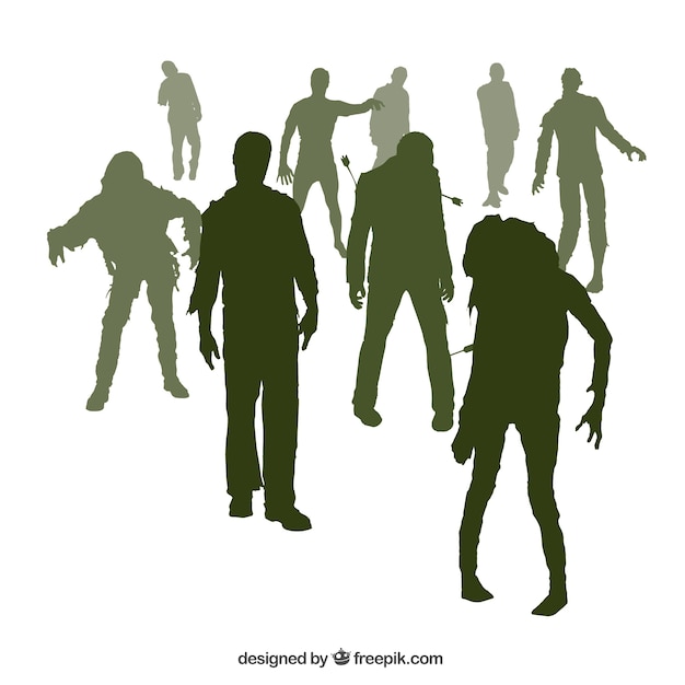 Download Free Vector | Zombie silhouettes