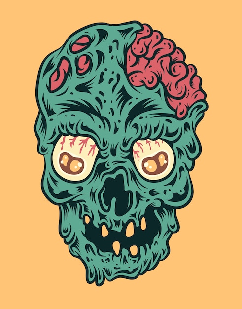 Premium Vector | Zombie skull vector illustration