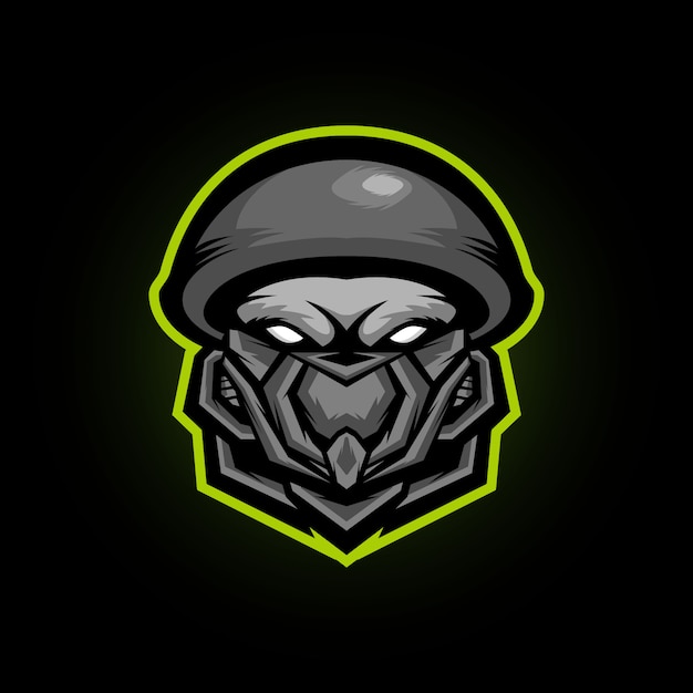 Premium Vector | Zombie soldier head e sports mascot logo