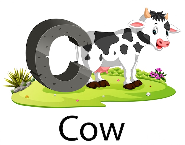 Download Zoo animal alphabet c for cow with the animal beside ...