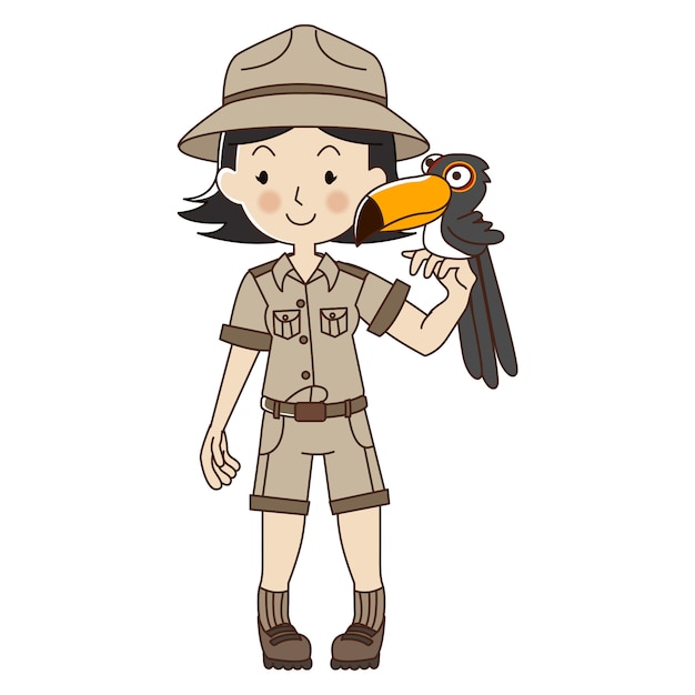 Premium Vector | Zookeeper woman. Girl Cartoon Zoo Keeper