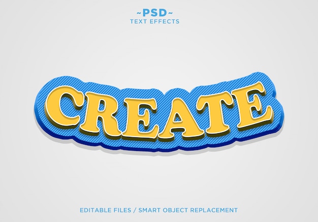 Premium Psd Datei 3d Erstellen Blau Gelb Effekt Bearbeitbaren Text