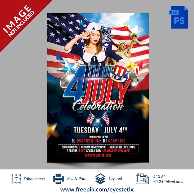 Amerikanischer 4 Juli Feier Party Flyer Photoshop Vorlage Premium Psd Datei