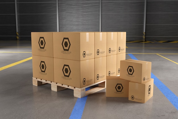Ansicht eines lager-pappschachtel-modells Premium PSD