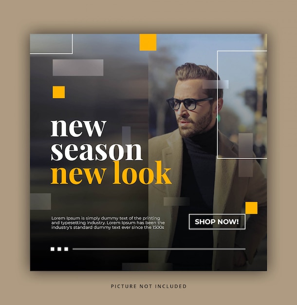 Blurred yellow rectangle modern dynamic clean einfache instagram post template oder square banner Premium PSD