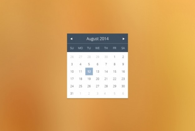 Einfache kalender-widget in flaches design  Kostenlose PSD-Datei