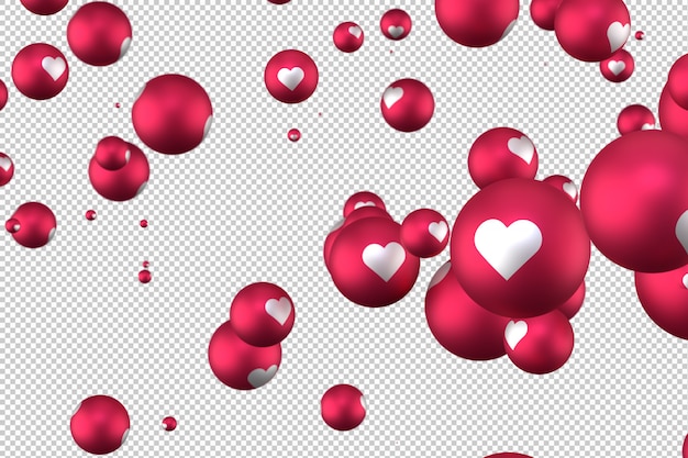 Facebook Reaktionen Herz Emoji 3d Rendern Auf Transparentem Hintergrund Social Media Ballonsymbol Mit Herz Premium Psd Datei