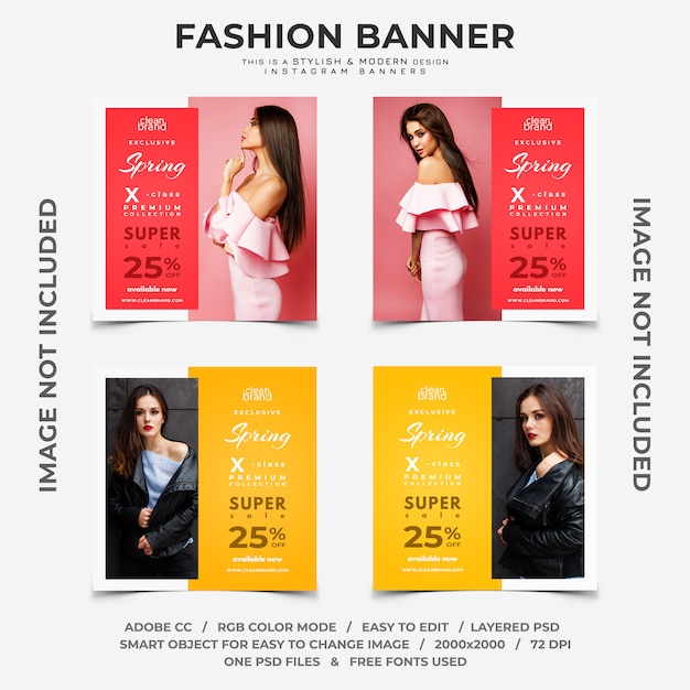 Fashion event rabatte instagram banner Premium PSD