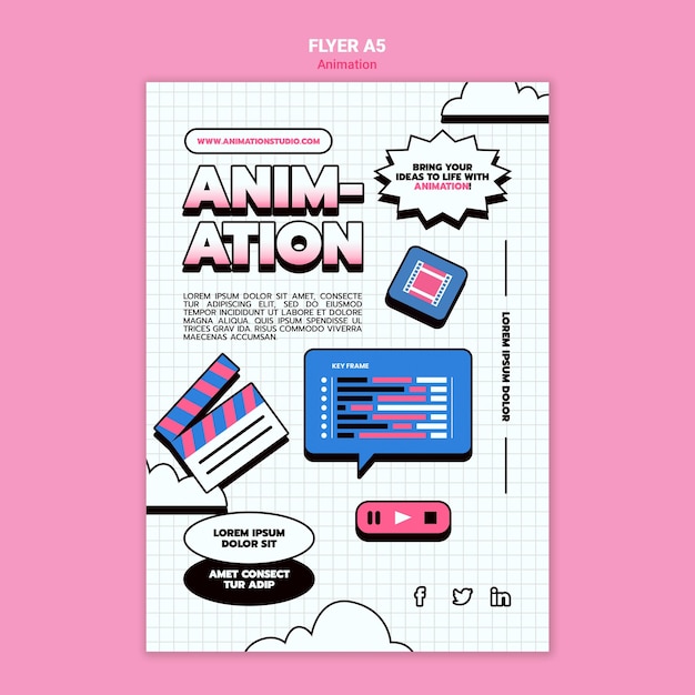 Flyer vorlage für computeranimation | Kostenlose PSD-Datei