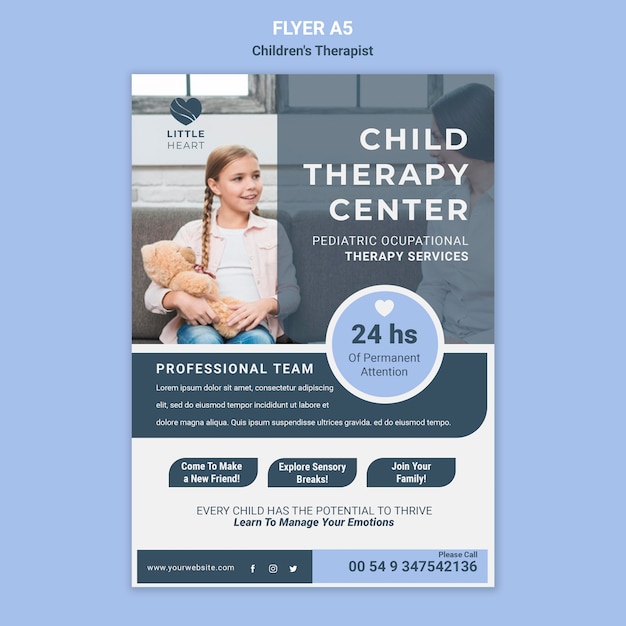 Flyer Vorlage Fur Kindertherapeutenkonzept Kostenlose Psd Datei