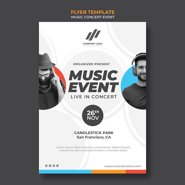 Flyer vorlage für konzert | Premium-PSD-Datei