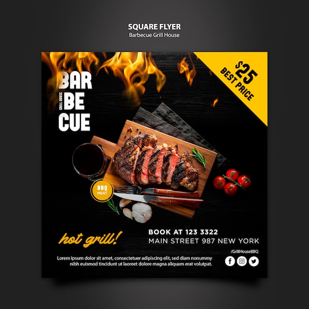 Flyer Vorlage Mit Grill Kostenlose Psd Datei