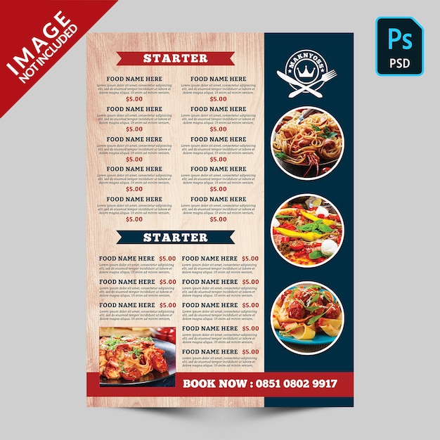 Food and beverage book speisekarte Premium PSD