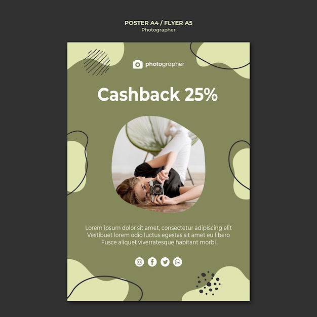 Fotograf Cashback Poster Vorlage Kostenlose Psd Datei