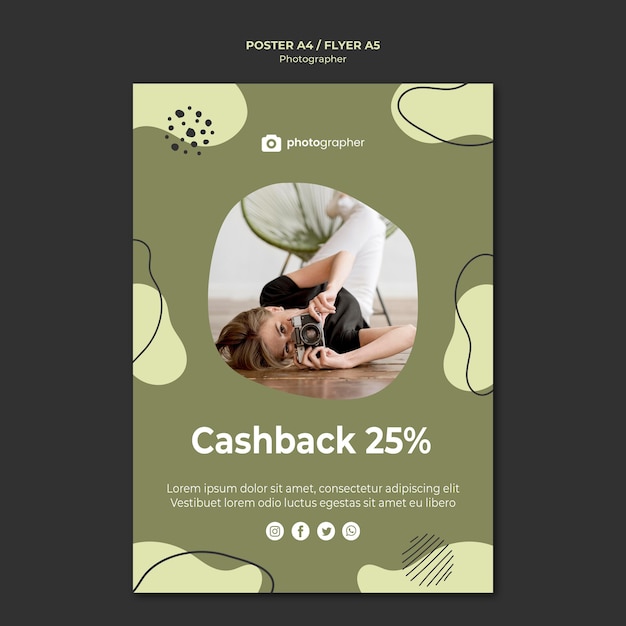 Fotograf Cashback Poster Vorlage Kostenlose Psd Datei