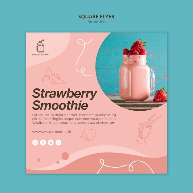 Frischer smoothie square flyer Kostenlose PSD Datei