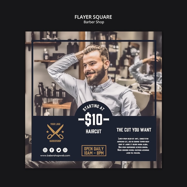 Friseur Shop Quadratische Flyer Vorlage Kostenlose Psd Datei