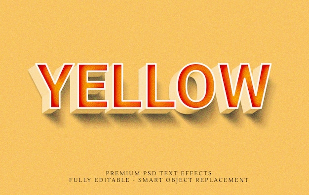 Gelber art-effekt psd des textes 3d Premium PSD