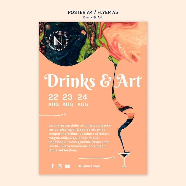 Getranke Kunst Poster Vorlage Design Kostenlose Psd Datei