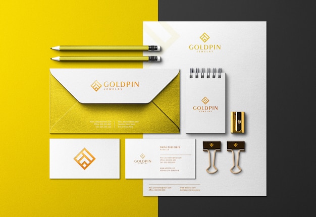 Download Gold corporate identity scene creator & mockup mit pressed ...