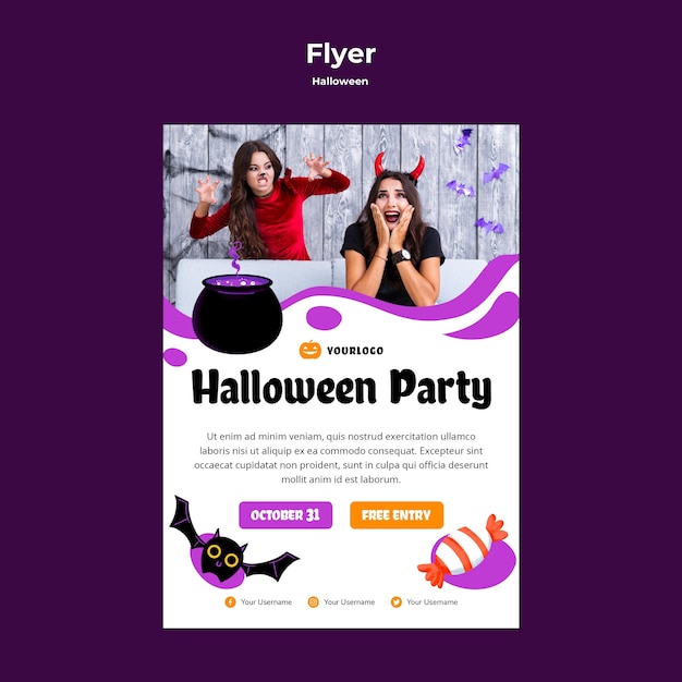 Halloween Party Flyer Vorlage Design Kostenlose Psd Datei