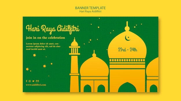  Hari  raya  aidilfitri  horizontale banner  vorlage 