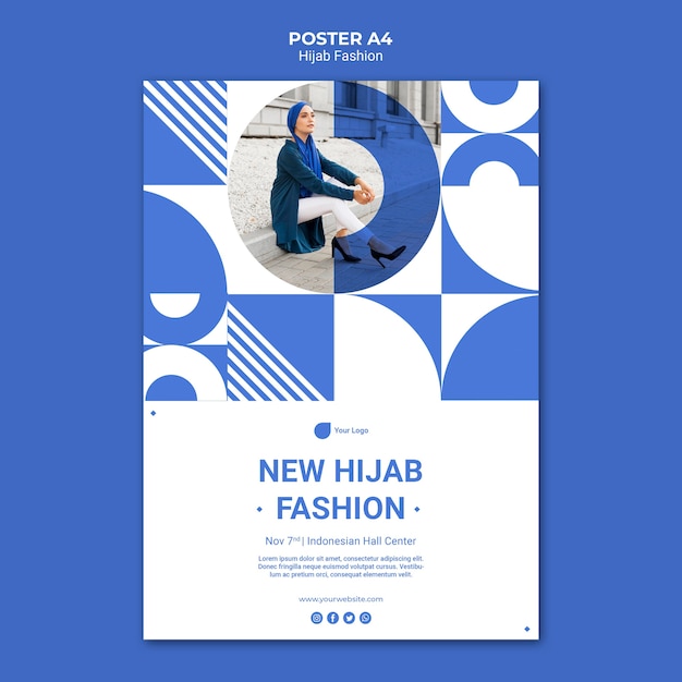 Download Hijab modeplakatschablone mit foto | Kostenlose PSD-Datei