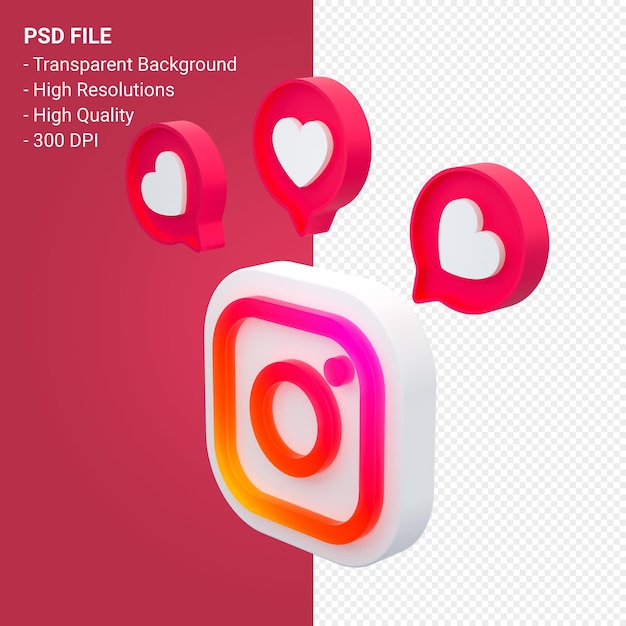 Instagram-logo im 3d-rendering-symbol | Premium-PSD-Datei