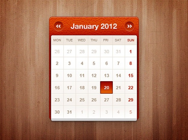  Kleine  kalender  widget Download der kostenlosen PSD