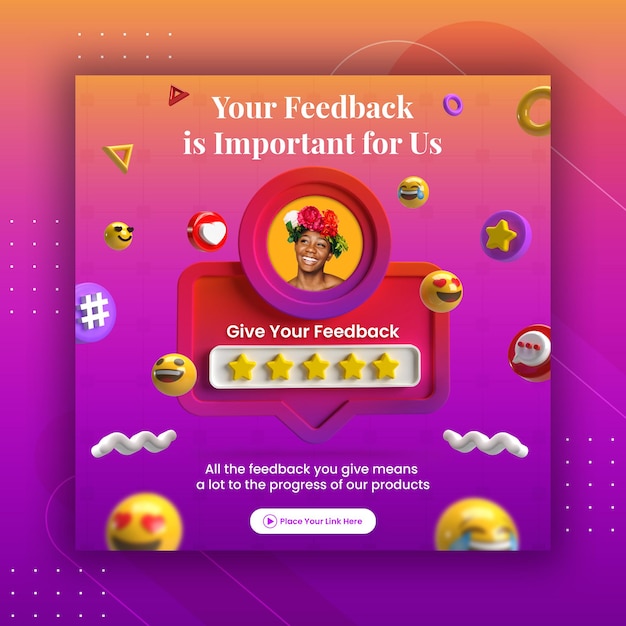 Kreatives Konzept Feedback Bewertung Und Sternebewertung Fur Social Media Post Instagram Vorlage Premium Psd Datei