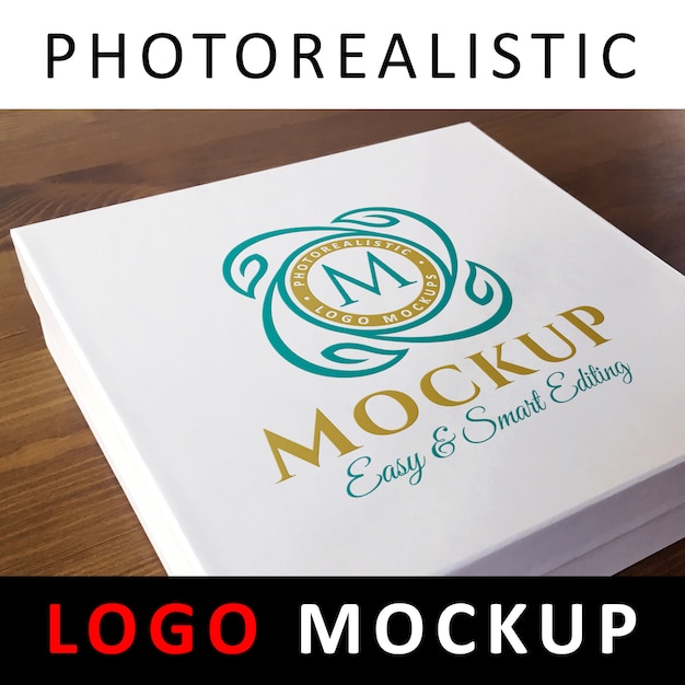 Download Logo mockup - farbiges logo auf weißer kartonbox gedruckt ...