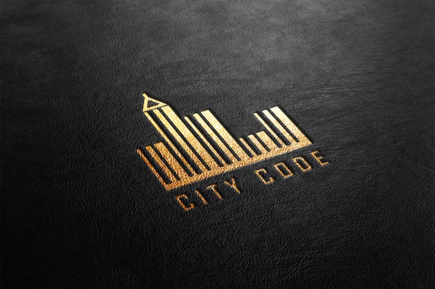 Download Luxury gold leather punched logo mockup | Premium-PSD-Datei