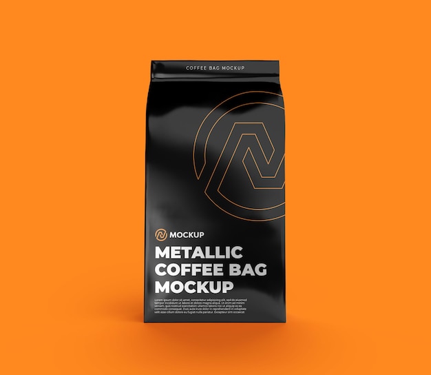 Metallic Coffee Bag Mockup Vorderansicht Premium Psd Datei