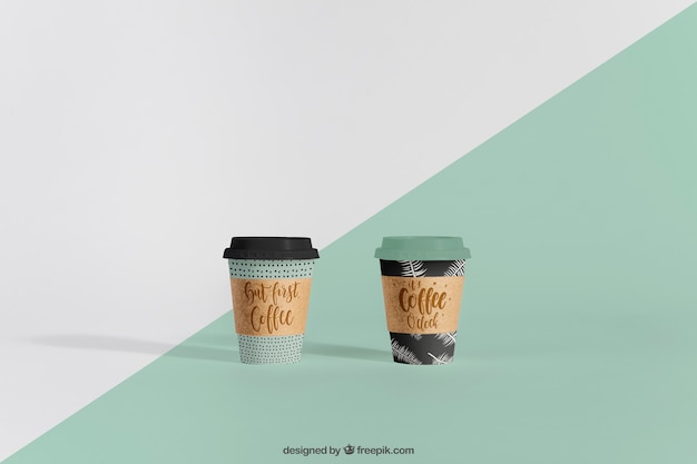 Mock Up Von Zwei Kaffeetassen Kostenlose Psd Datei