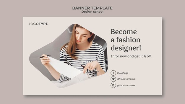 Mode Design Schule Banner Vorlage Kostenlose Psd Datei